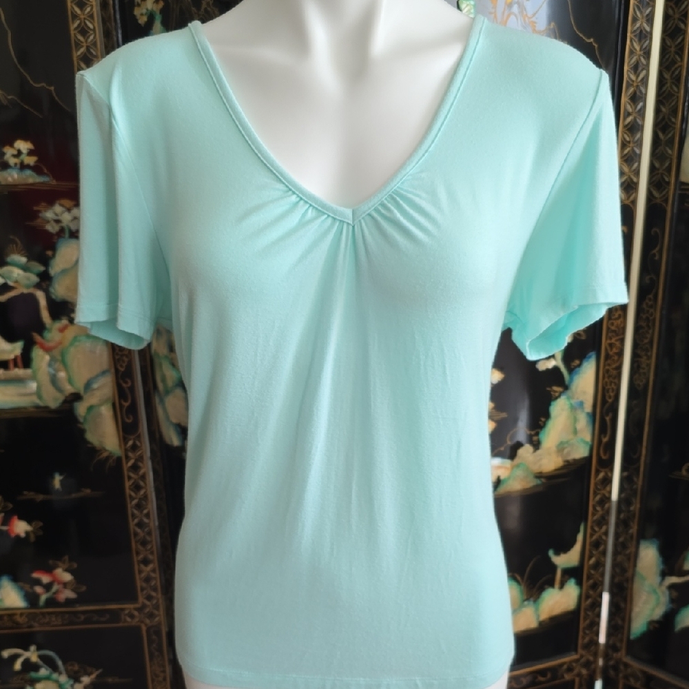 Tailor B. Moss Mint V-Neck Short Sleeve Top